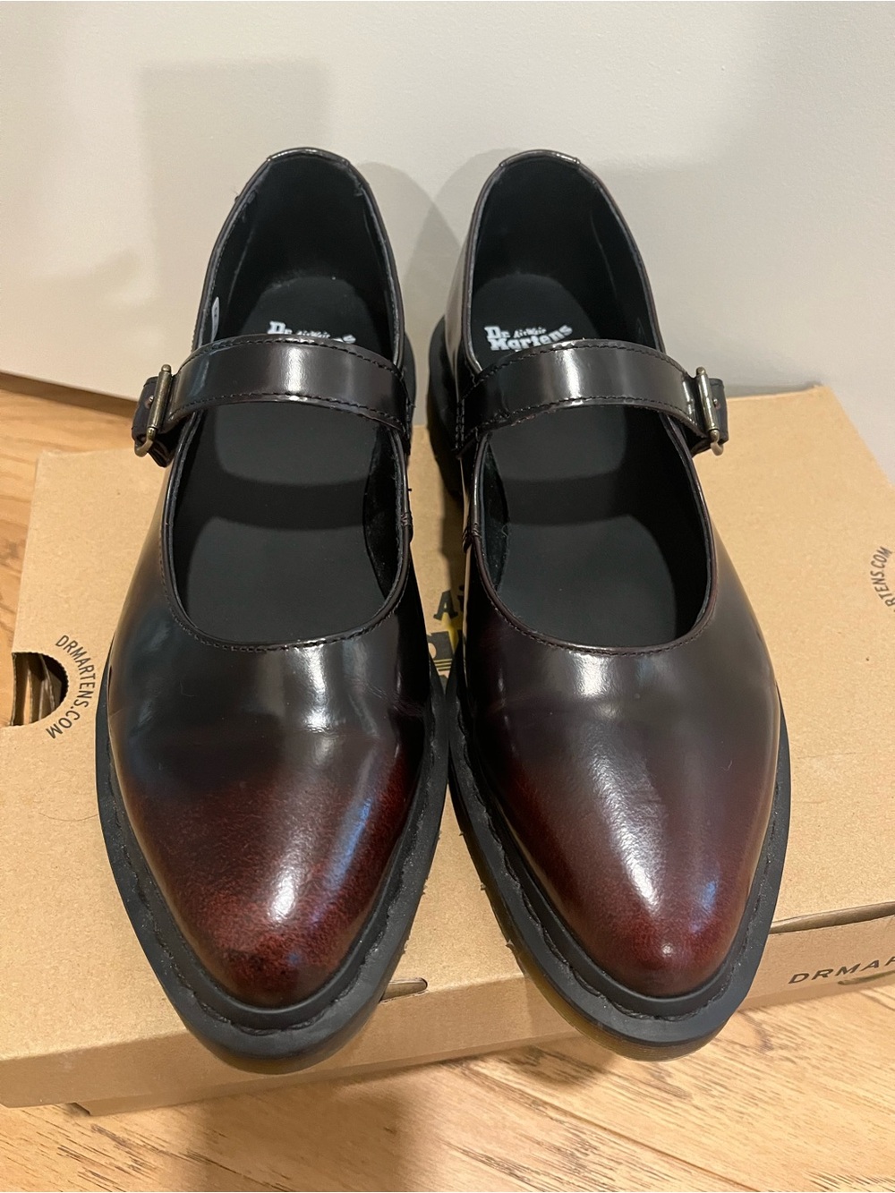 Dr. Martens Patent Mary Jane Shoes in Cherry Red - Picture 2 of 5